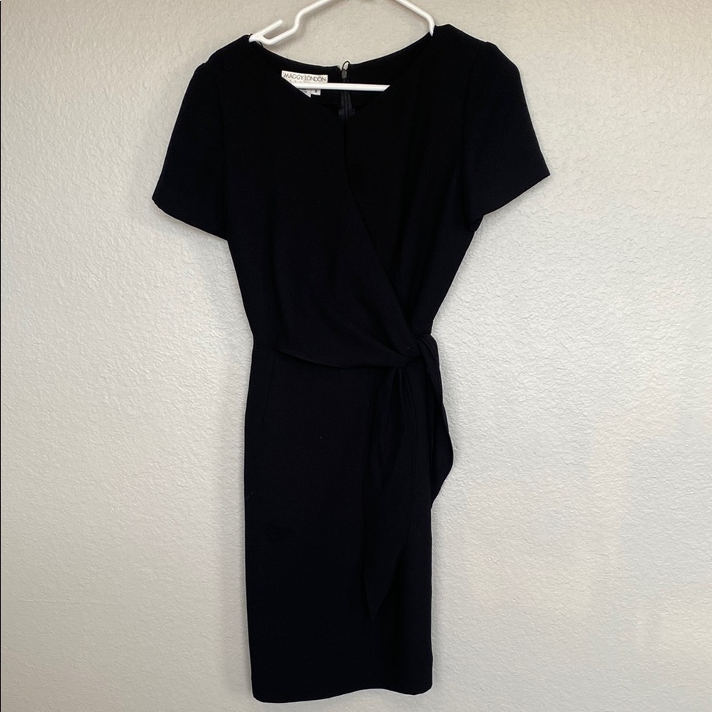 Maggy London Black Mini Wrap Dress